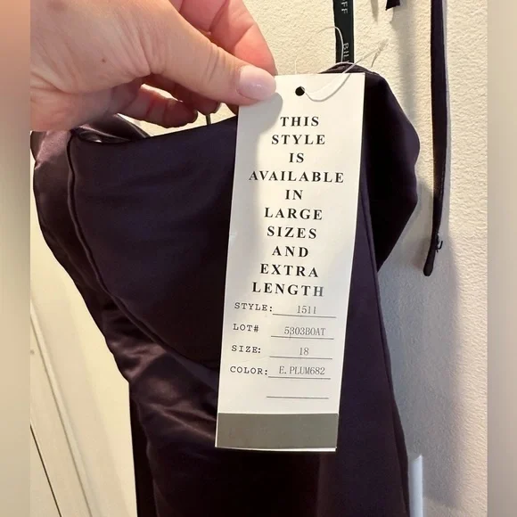 Bill Levkoff Charlotte Euro Satin Sweetheart Trumpet Mermaid Dress Euro Plum - Picture 7 of 8